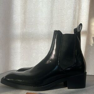 Zara Black Patent Leather Slip On Boots Eur Size 44 Men’s US Size 10.5